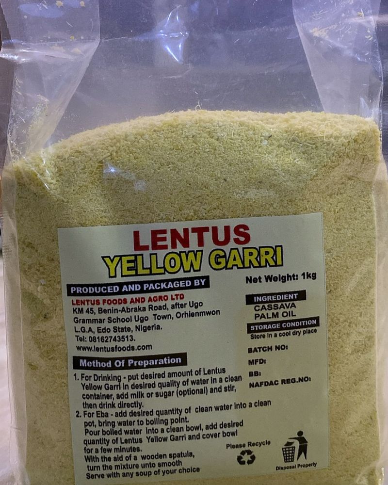 Lentus Yellow Garri 1kg pack